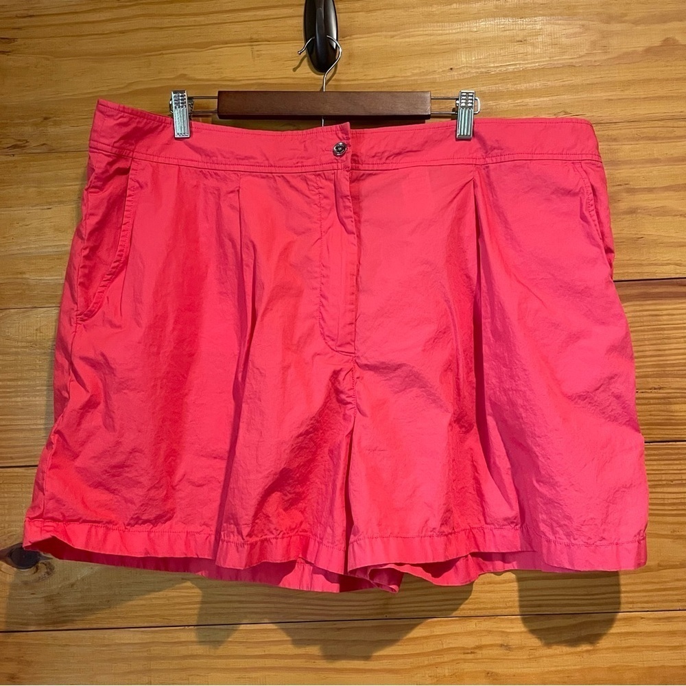 MICHAEL Michael Kors High Rise Cotton Chino Shorts Pink Geranium 18W Plus Size